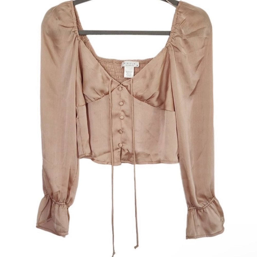 Elegant Women's Tan Satin Top